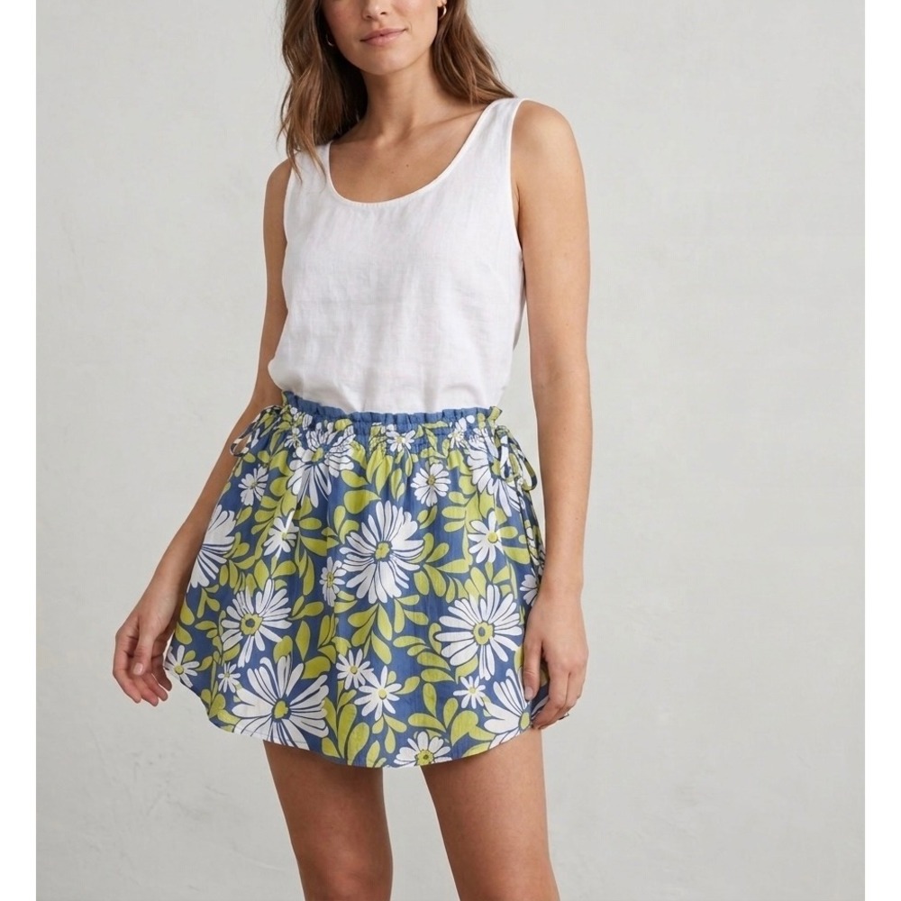 NWT Aerie Pool-to-Party Whimsical Boho Floral Blue Green Daisy Mini Skirt SZ M